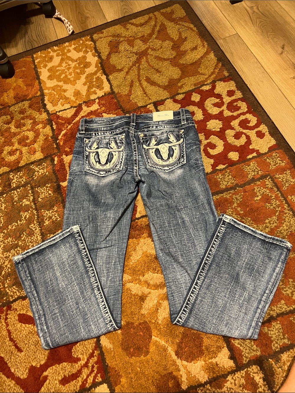 Miss Me Light Blue Bootcut Jeans with Embroidered Back Pockets